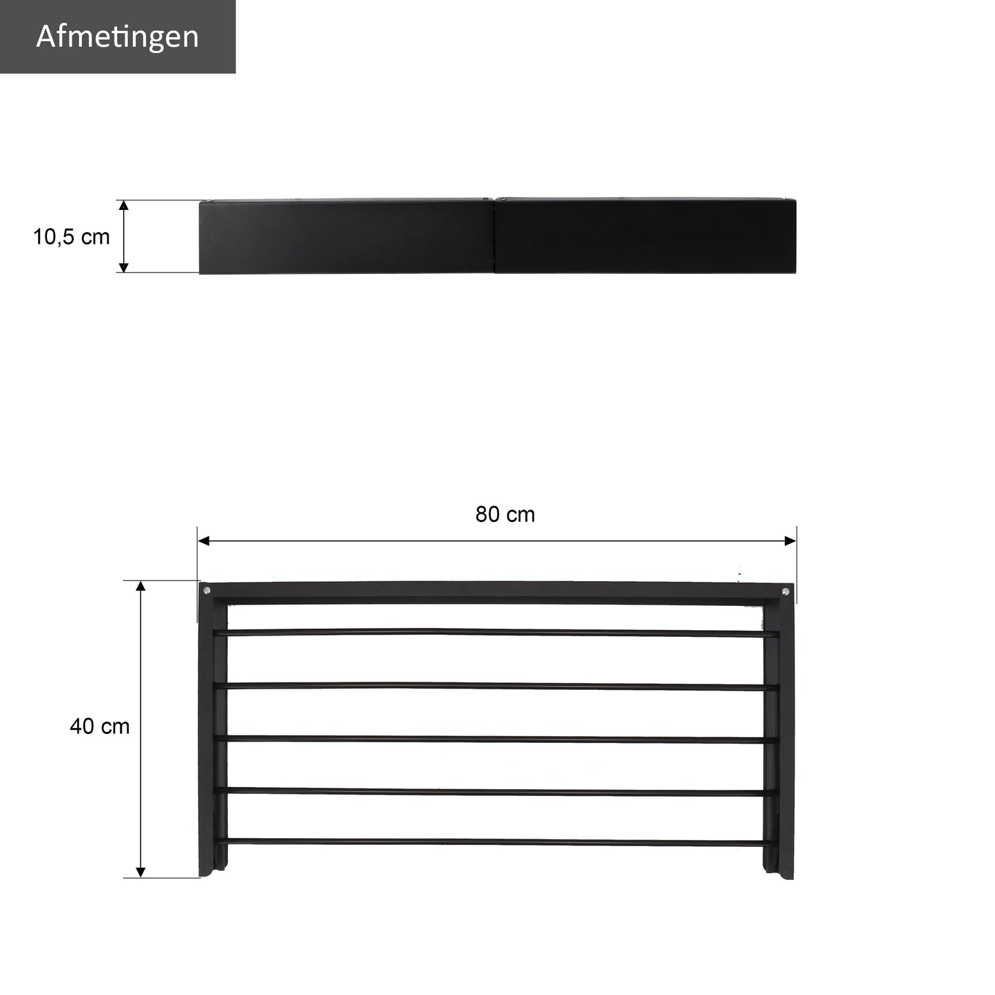 Wanddroogrek Full Color Zwart 80 cm
