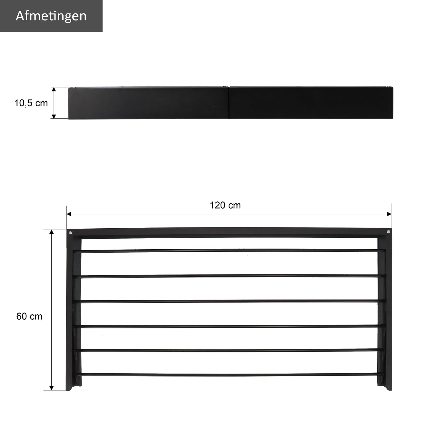 Étendoir mural XL Full Color Noir 100 cm
