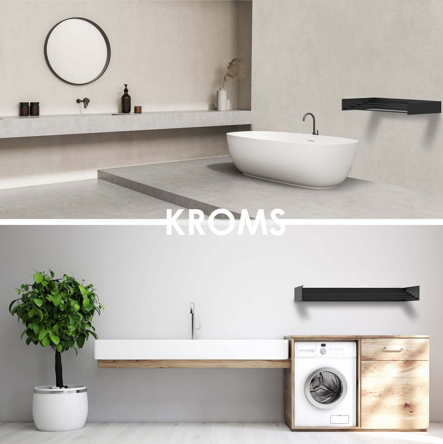 Wanddroogrek Full Color Zwart 80 cm