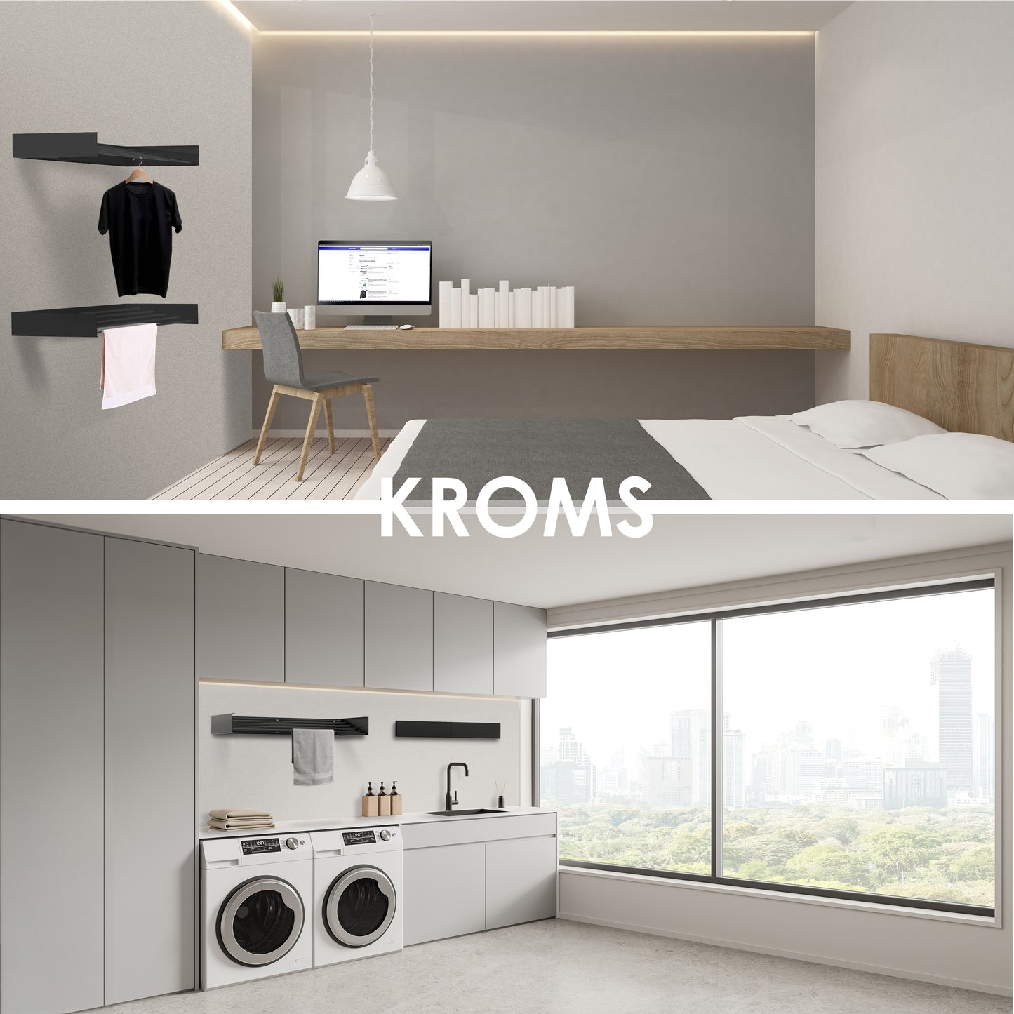 Wanddroogrek Full Color Zwart 80 cm