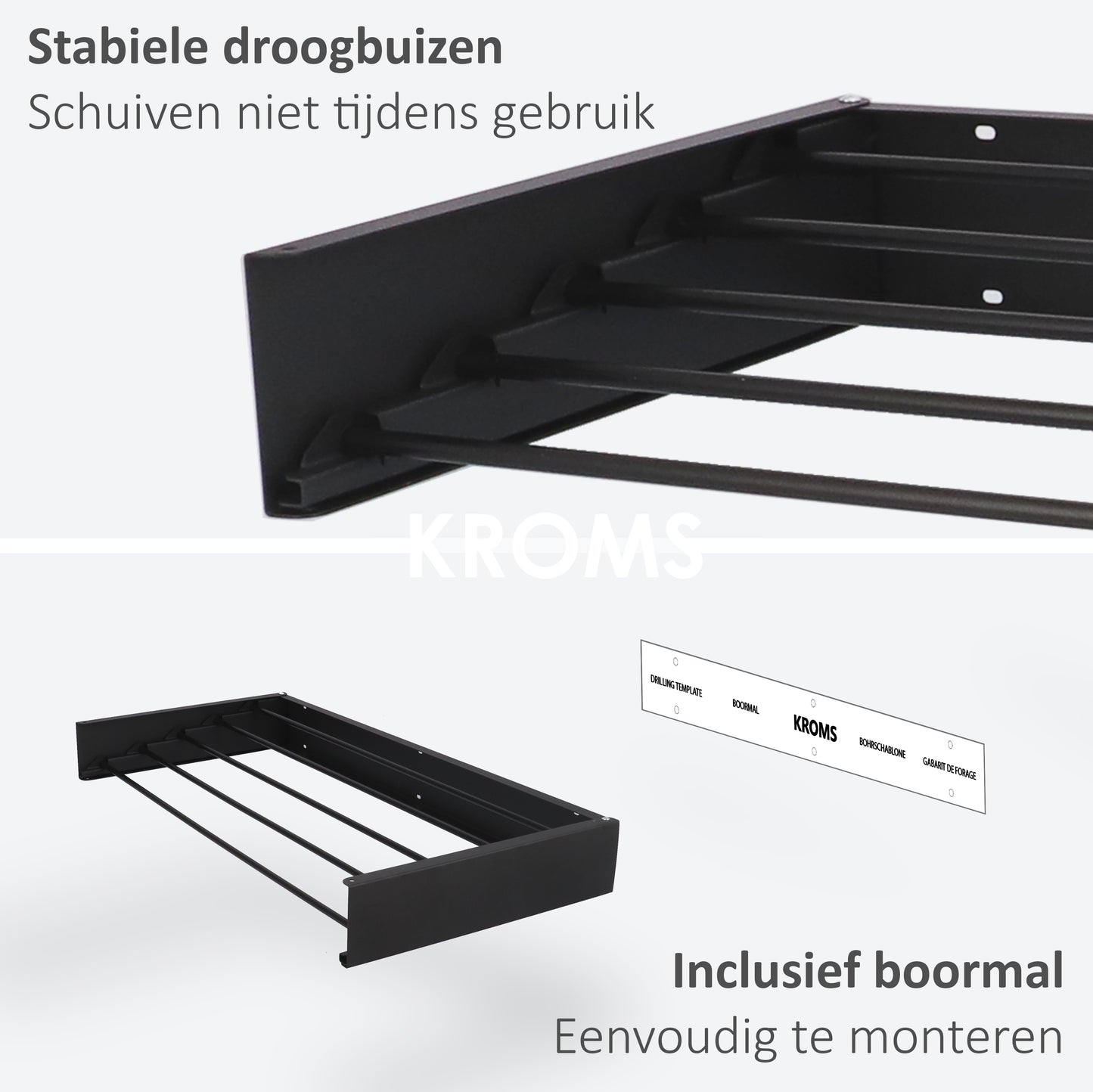 Wanddroogrek Full Color Zwart 80 cm