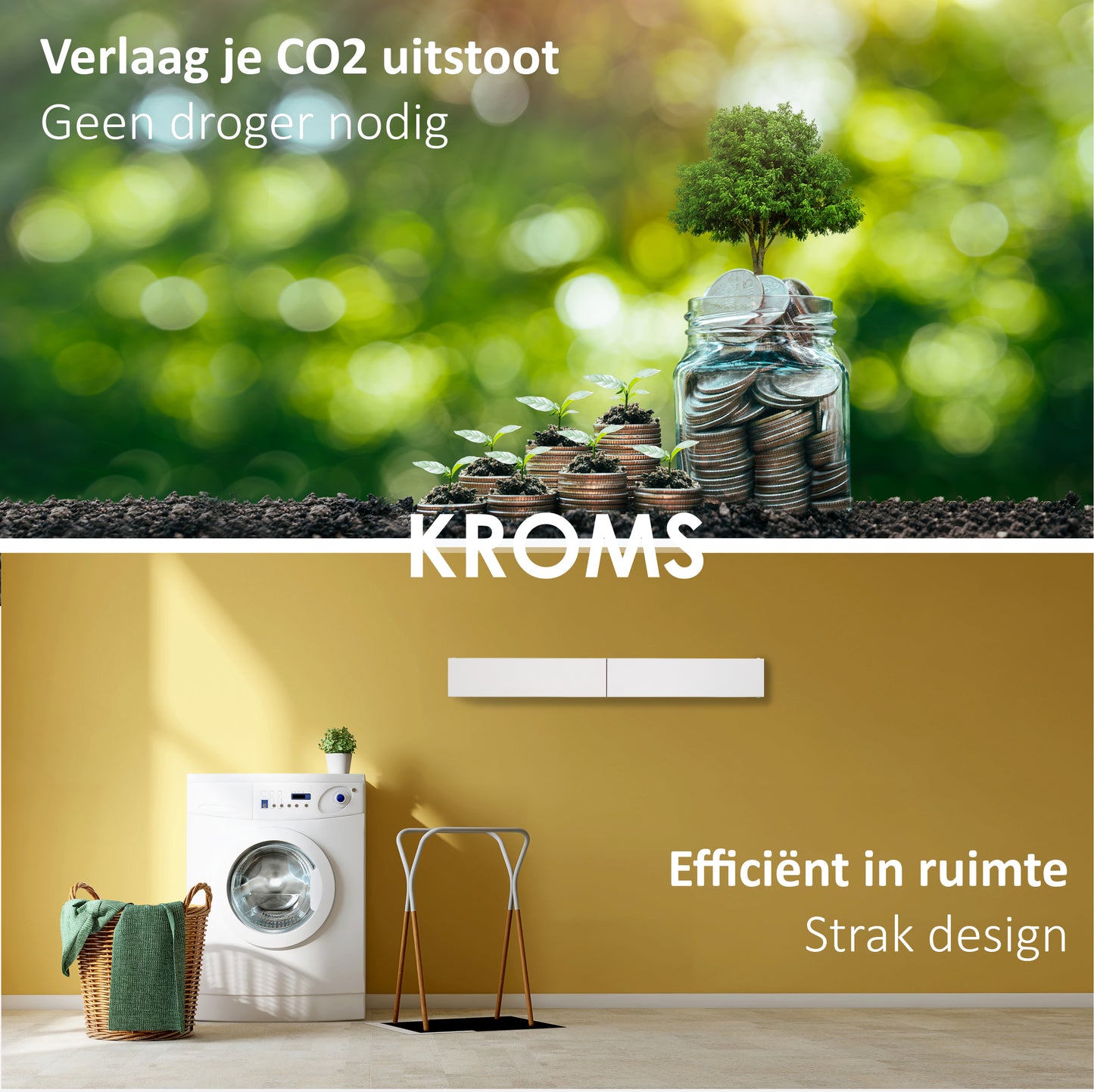 Wanddroogrek XL Full Color Wit 100 cm