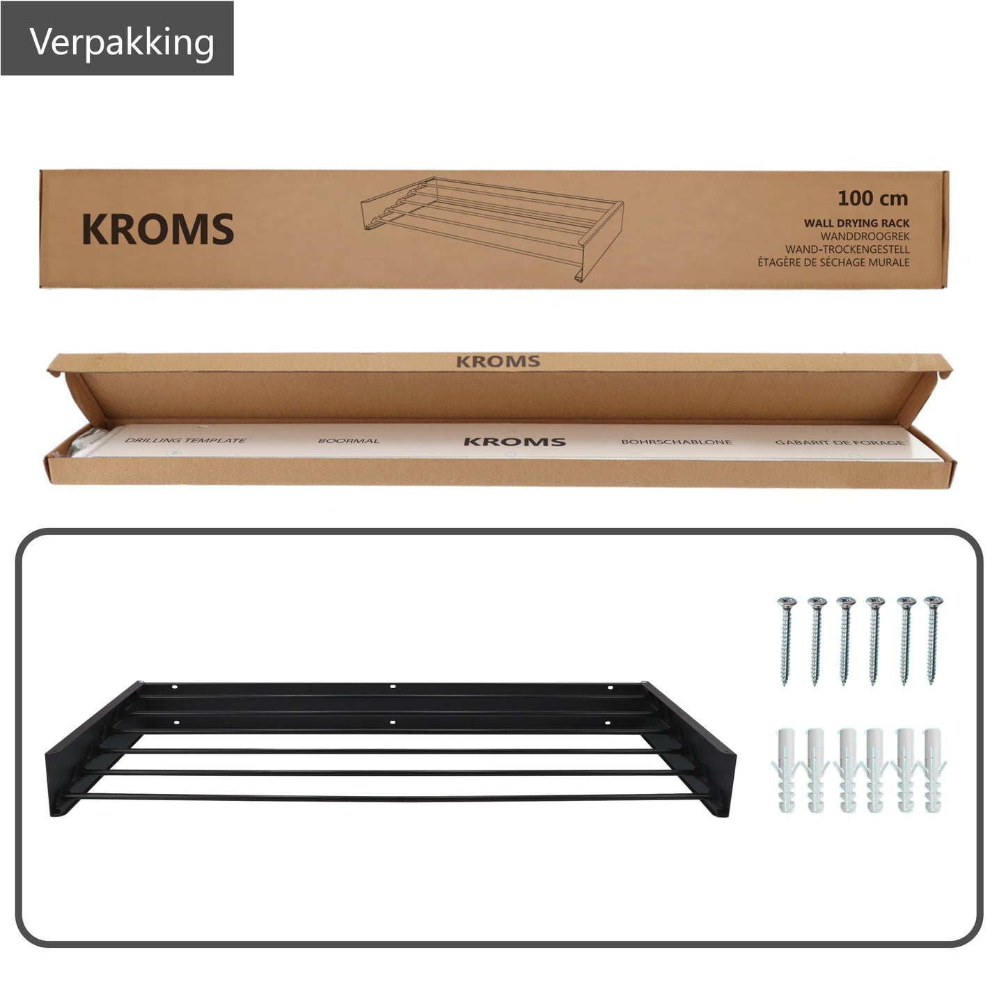 Étendoir mural XL Full Color Noir 100 cm