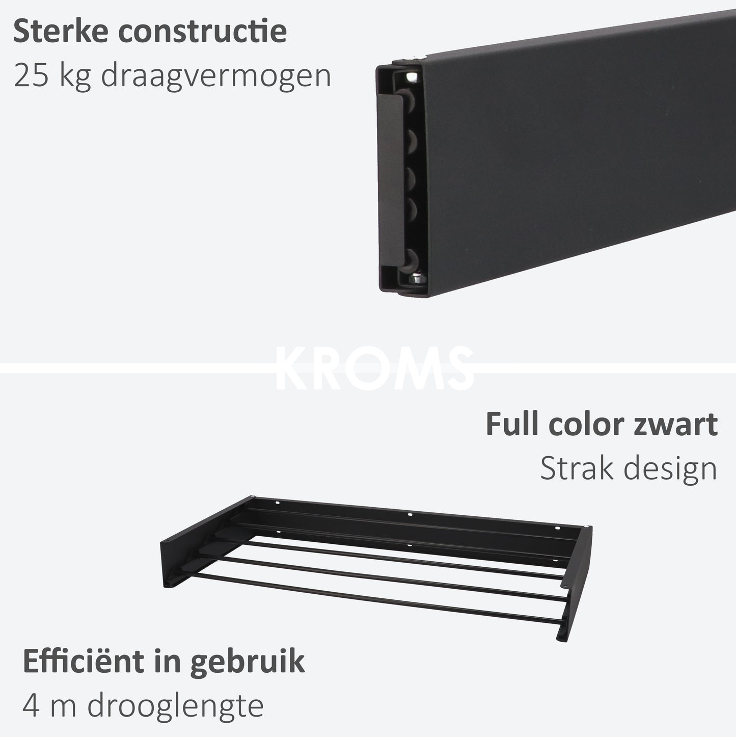 Wanddroogrek Full Color Zwart 80 cm