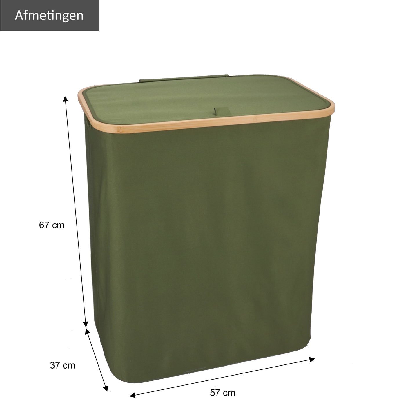Panier à linge Bambou 3 compartiments Vert olive 145L