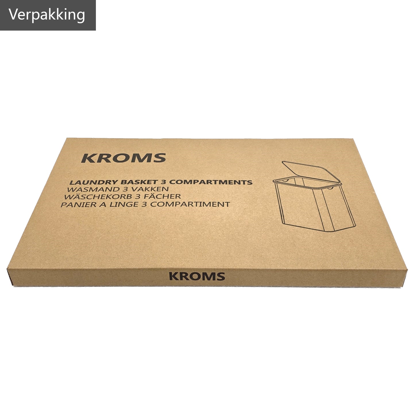 Wasmand Bamboe 3 vakken  Beige 145L