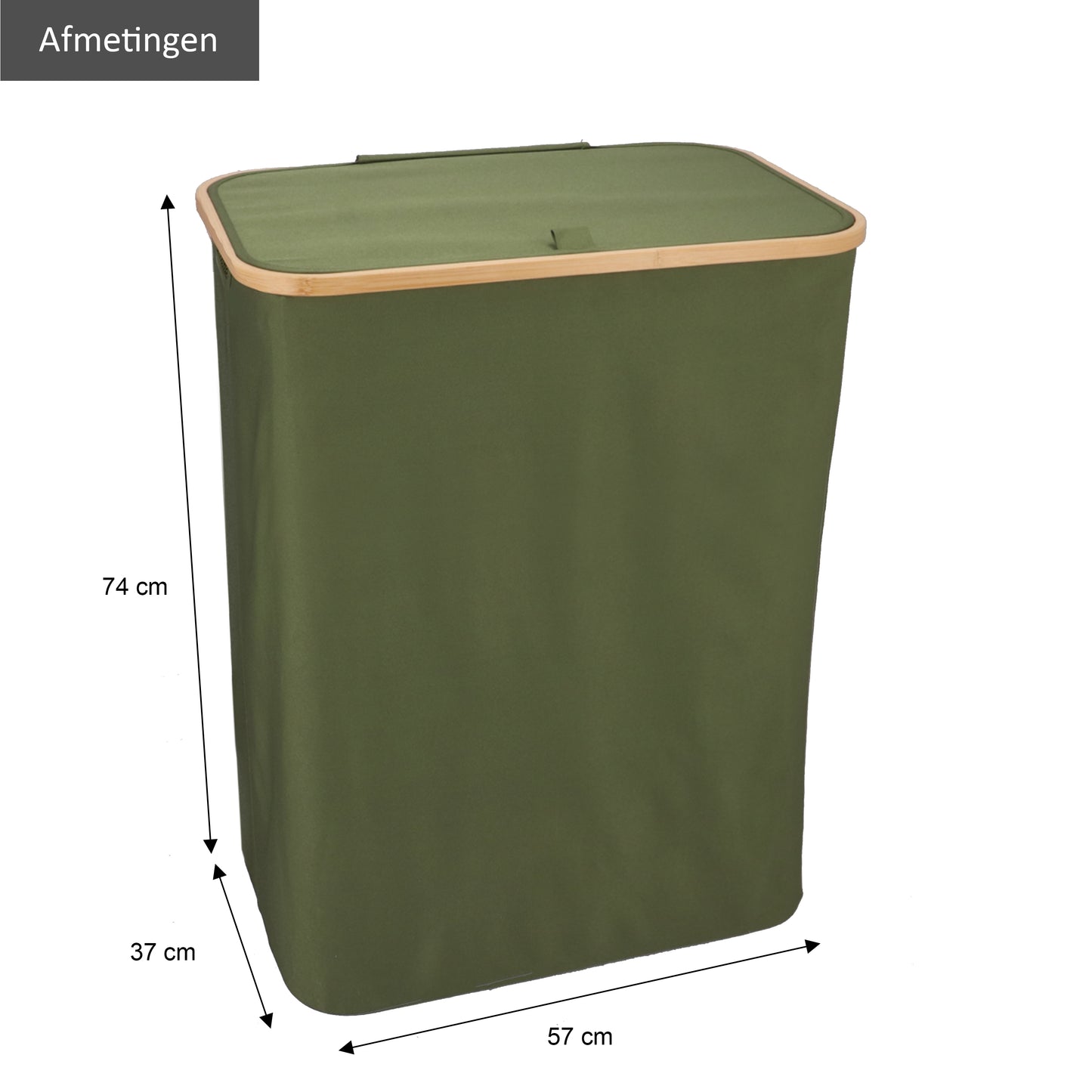 Panier à linge Bambou 3 compartiments Vert olive 145L