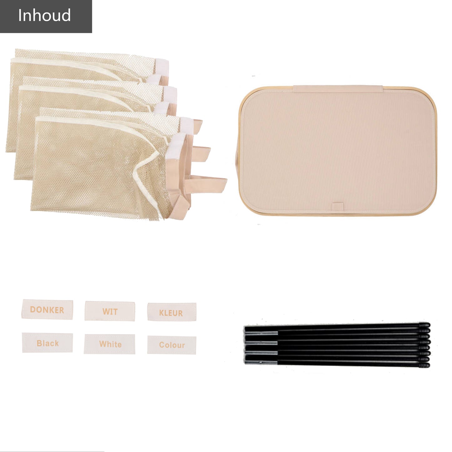 Wäschekorb Bambus 3 Fächer Sand 145L