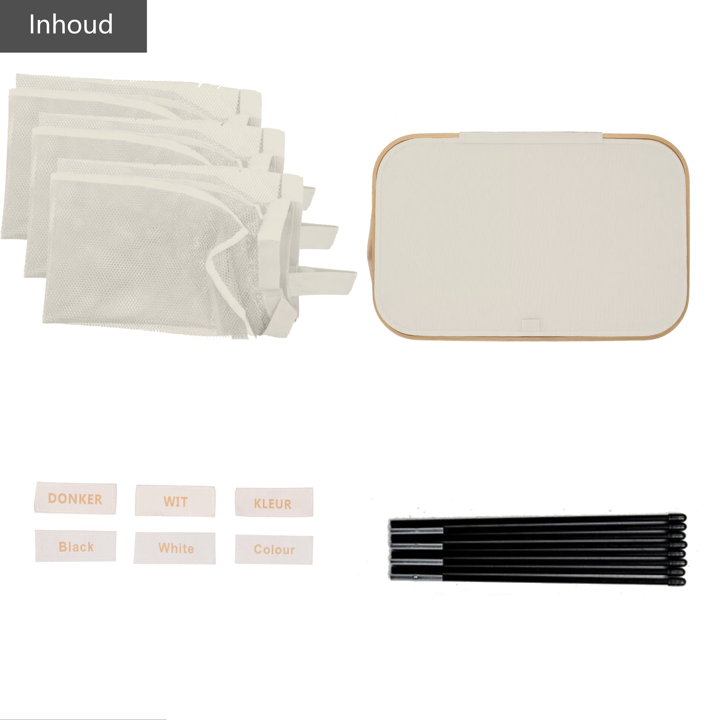 Wasmand Bamboe 3 vakken  Beige 160L