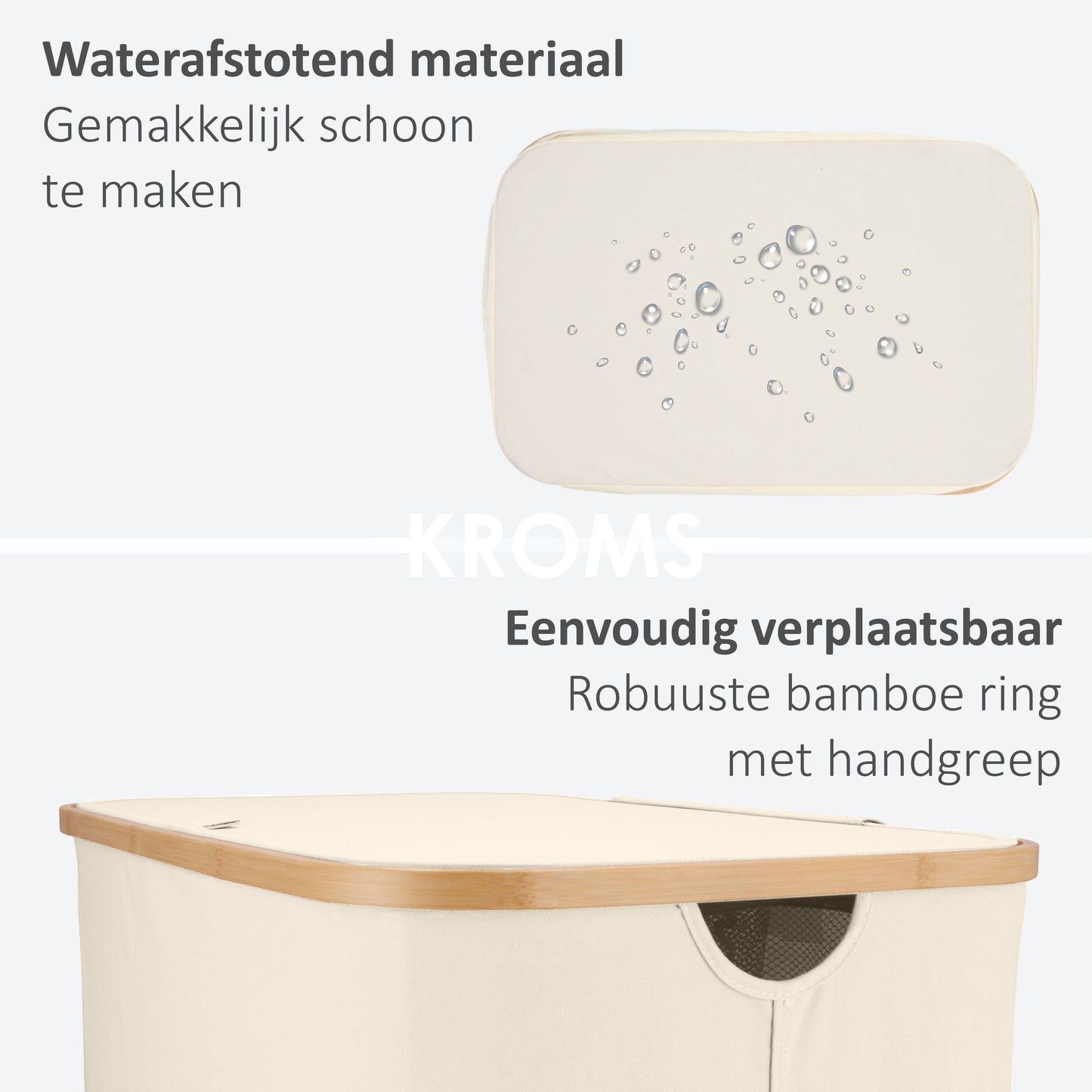 Wasmand Bamboe 3 vakken  Beige 160L