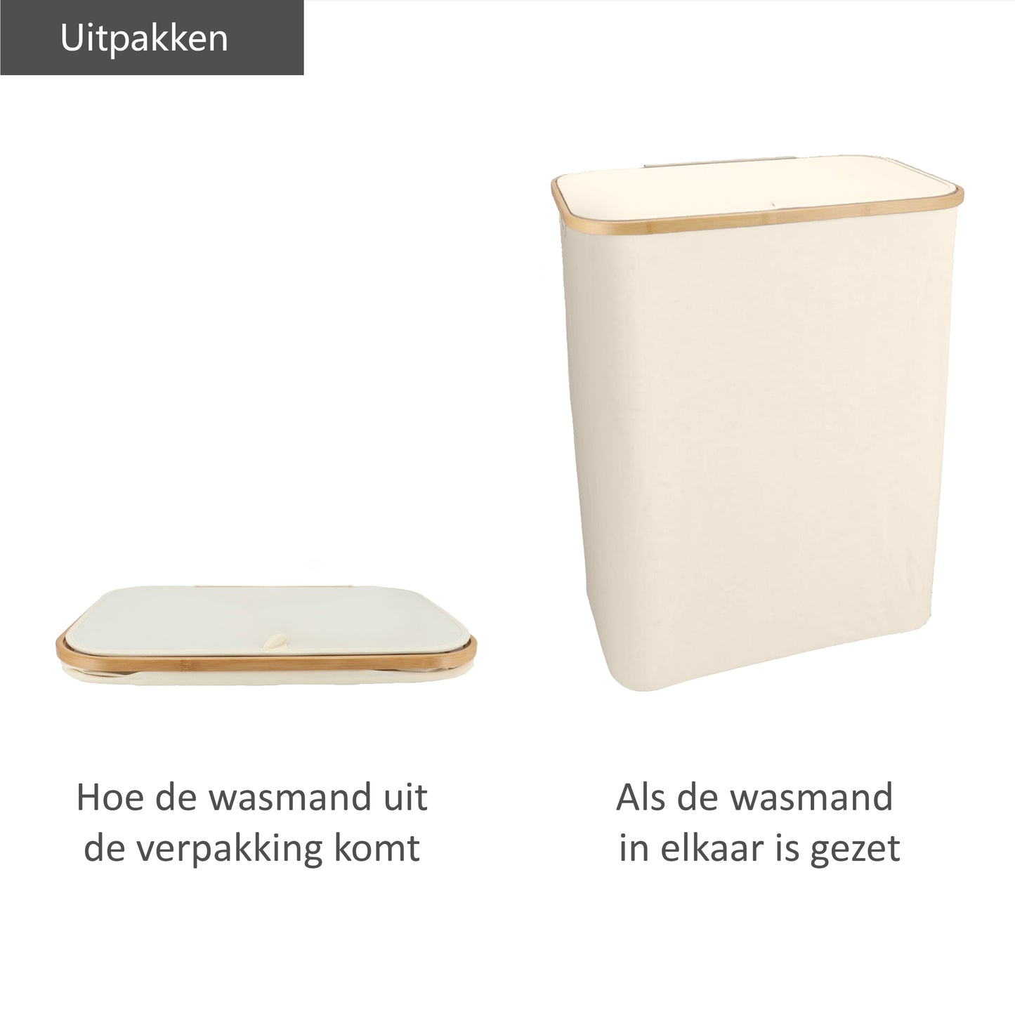 Wasmand Bamboe 3 vakken  Beige 160L