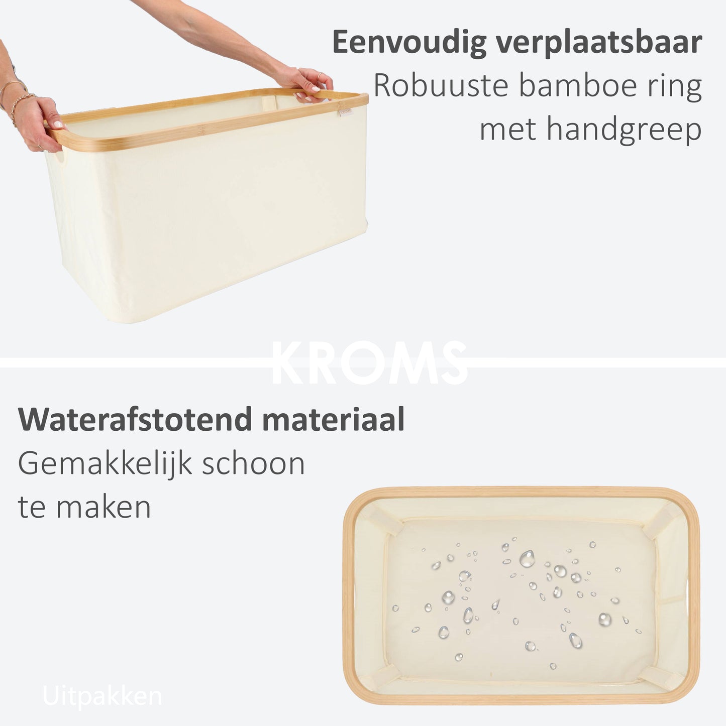 Wasmand opvouwbaar Beige 45L