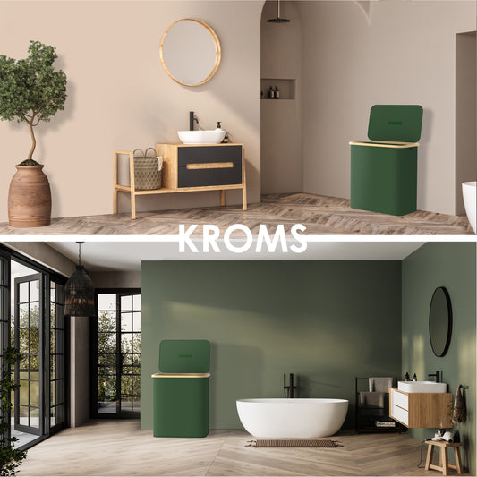 Wasmand Bamboe 3 vakken  Olijfgroen 145L