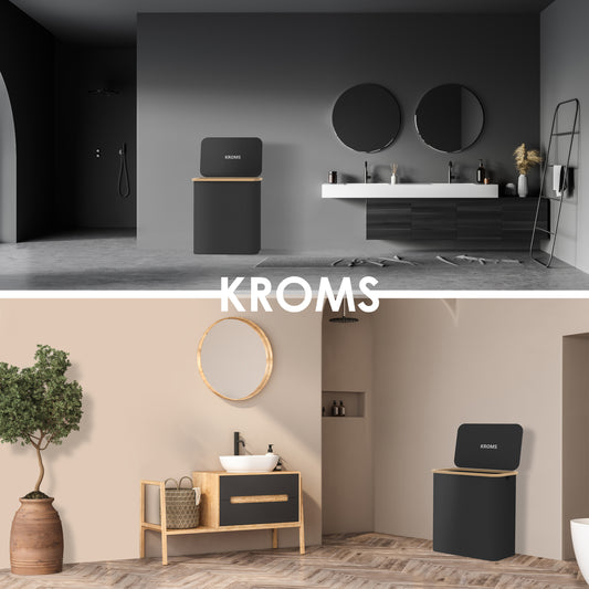 Wasmand Bamboe 3 vakken  Zwart 145L