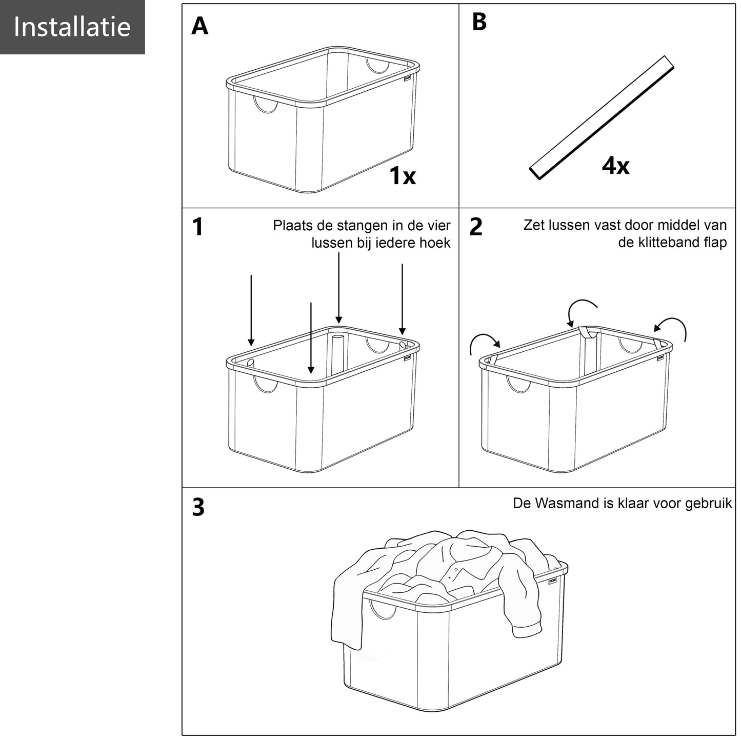 Wasmand opvouwbaar Beige 45L