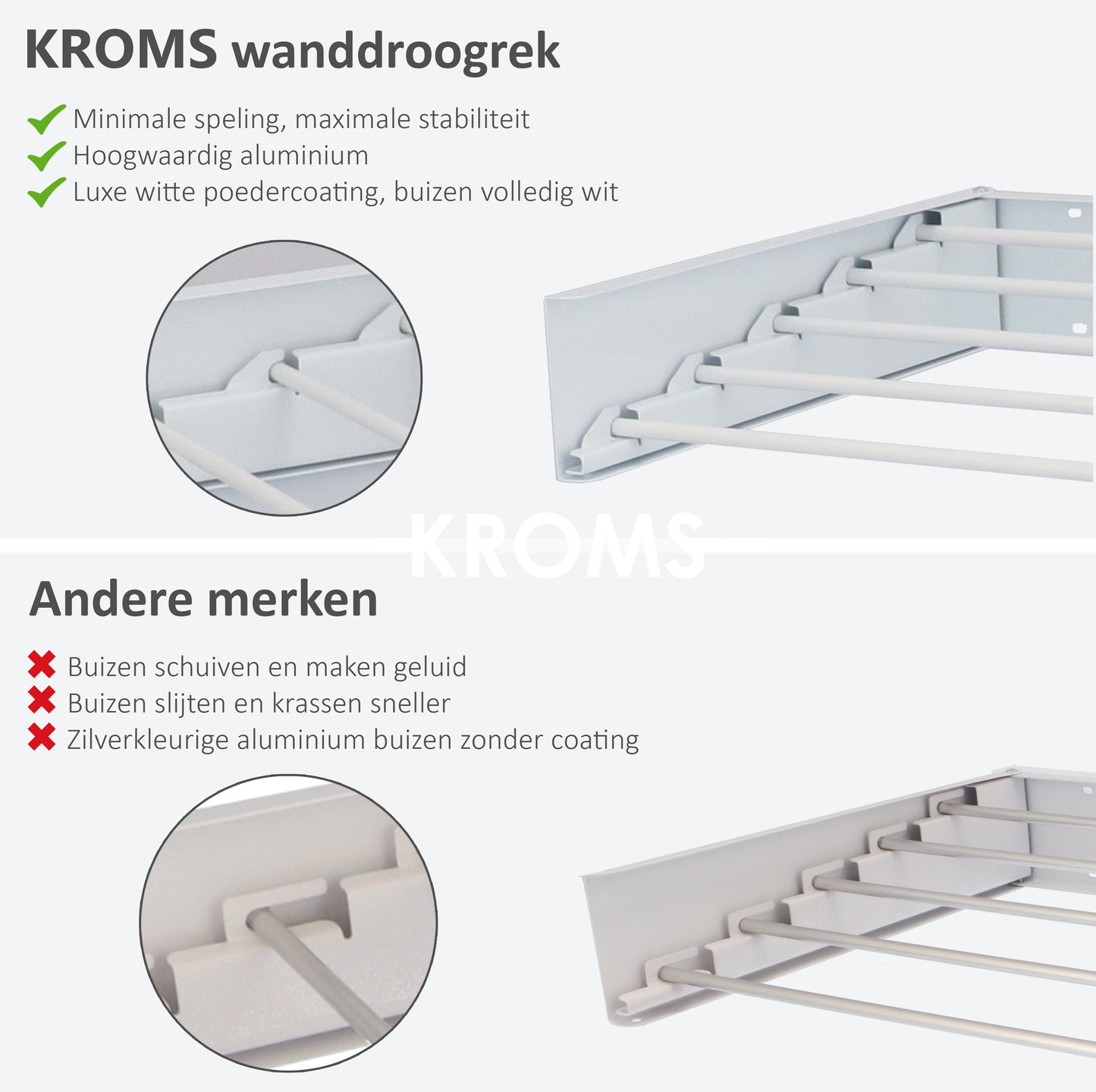 Wanddroogrek XL Full Color Wit 100 cm